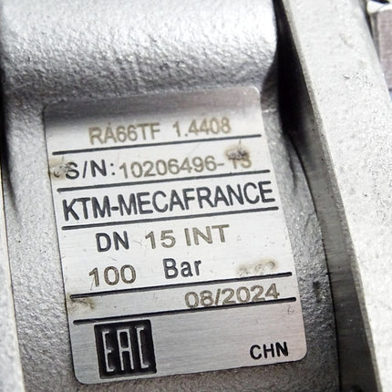 KTM-Mecafrance Kugelhahn RA66TF 1.4408 DN 15 INT 100 bar / unbenutzt - Maranos.de