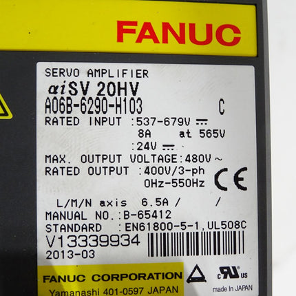Fanuc Servoamplifier AlphaiSV 20HV A06B-6290-H103 - Maranos.de
