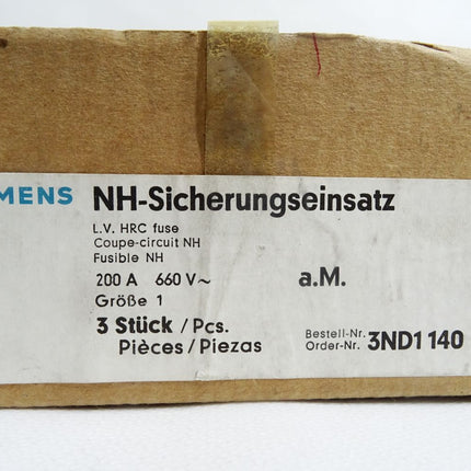 Siemens Sicherungen 3ND1140 200A NH1-aM 120kA 660VAC / Inhalt:3 Stück / Neu OVP