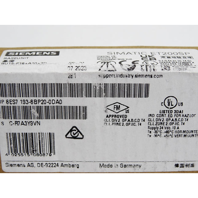 Siemens ET200SP 6ES7193-6BP20-0DA0 6ES7 193-6BP20-0DA0 Neu OVP versiegelt - Maranos.de