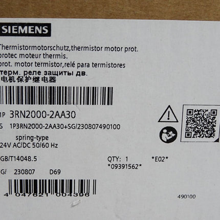 Siemens Thermistor-Motorschutzrelais 3RN2000-2AA30 / Neu OVP - Maranos.de