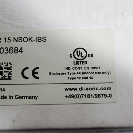 Di-Soric Induktiver Ringsensor IR15NSOK-IBS 203684 / Neu OVP