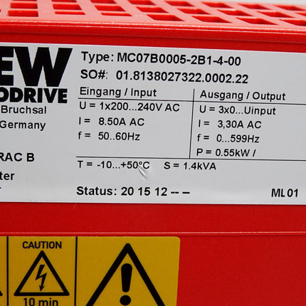 SEW Movitrac Inverter MC07B0005-2B1-4-00 0.55kW / Unbenutzt - Maranos.de