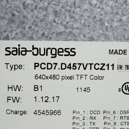 Saia Burgess Web Panel PCD7.D457VTCZ11 640x480 HW B1 FW 1.12.17 - Maranos.de