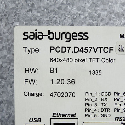 Saia Burgess Web Panel PCD7.D457VTCF 640x480 HW B1 FW 1.20.36 - Maranos.de
