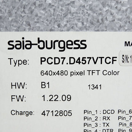 Saia Burgess Web Panel PCD7.D457VTCF 640x480 HW B1 FW 1.22.09 - Maranos.de