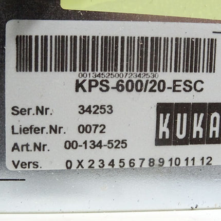 Kuka Leistungsmodul 00-134-525 KPS-600/20-ESC E93DE143E4B531 3F14 13291719