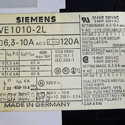 Siemens 3VE1010-2L Leistungsschalter - Maranos.de