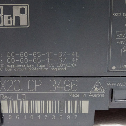 B&R X20CP3486 Rev.L0 X20 CP 3486 High Performance CPU / Neuwertig - Maranos.de