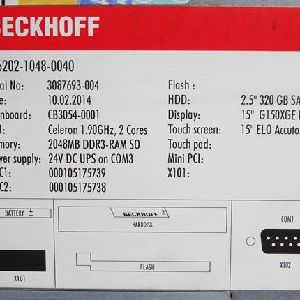 Beckhoff CP6202-1048-0040 Einbau-Industrie-PC Panel 15" - Maranos.de