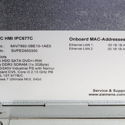Siemens Simatic HMI Panel IPC677C 6AV7892-0BE10-1AE0 6AV7 892-0BE10-1AE0 - Maranos.de