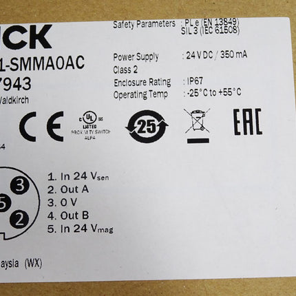 Sick Sicherheitsschalter 1077943 MLP1-SMMA0AC / Neu OVP versiegelt - Maranos.de