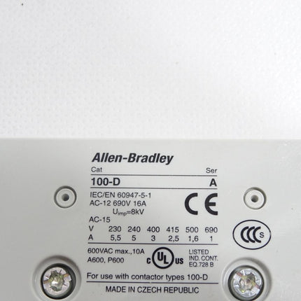 Allen Bradley Hilfsschalterblock 100-DS1-11 (ohne Befestigungsschrauben) / Neu - Maranos.de