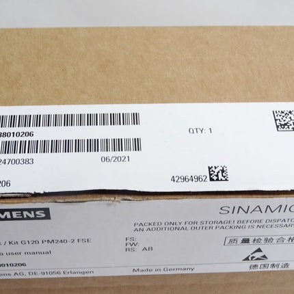 Siemens Sinamics Beipack Kit G120 PM240-2 FSE FIL A5E38010206 / Neu OVP - Maranos.de