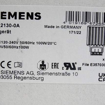 Siemens Heizgerät 8MR2130-0A 100W 20°C / Neu OVP
