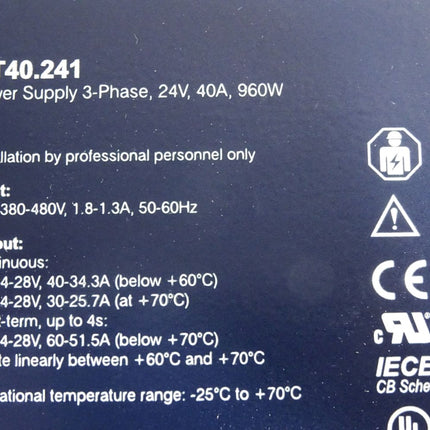 Puls Power Supply 3-Phase 24V 40A 960W QT40.241 / Neu - Maranos.de