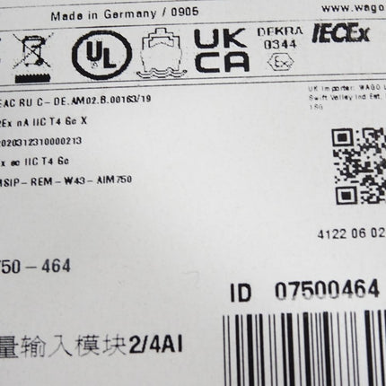 Wago 750-464 2/4-Kanal-Analogeingang / Neu OVP - Maranos.de