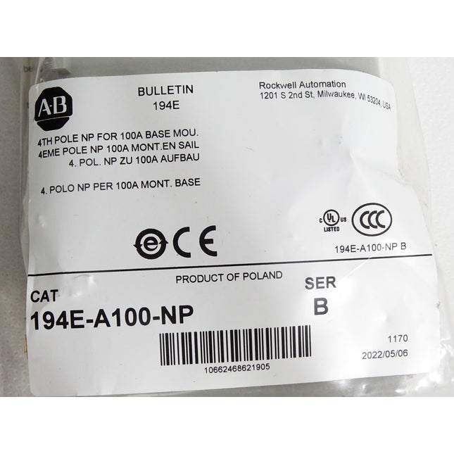 Allen Bradley 194E-A100-NP 4.Pol. NP zu 100A Aufbau / Neu OVP