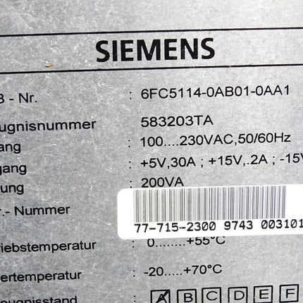 Siemens Sinumerik Power Supply 6FC5114-0AB01-0AA1 - Maranos.de