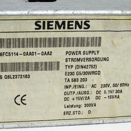 Siemens Sinumerik Power Supply 6FC5114-0AA01-0AA2 - Maranos.de
