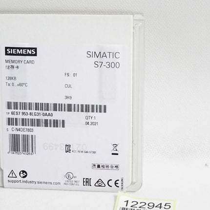 Siemens S7-300 Memory Card 128KB 6ES7953-8LG31-0AA0 / Neu OVP versiegelt