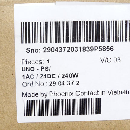Phoenix Contact 2904372 UNO-PS/1AC/24DC/240W Stromversorgung / Neu OVP - Maranos.de