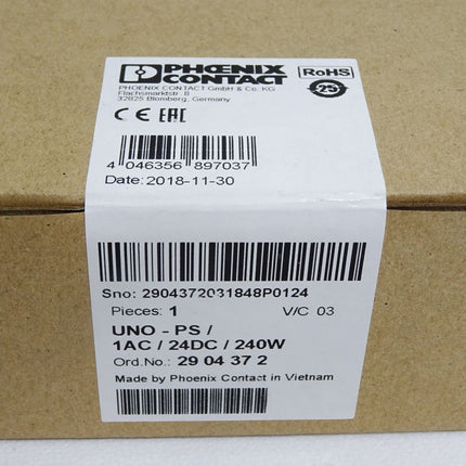 Phoenix Contact 2904372 UNO-PS/1AC/24DC/240W Stromversorgung /Neu OVP versiegelt - Maranos.de