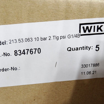Wika Druckmessgerät 10bar 213.53.063 8347670 / Preis pro Stück / Neu ohne OVP - Maranos.de