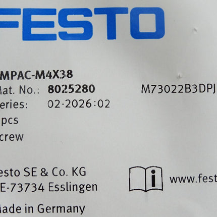 Festo Schraube VMPAC-M4X38 8025280 / Neu OVP