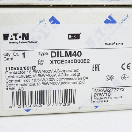 Eaton DILM40 XTCE040D00E2 Leistungsschütz / Neu OVP - Maranos.de