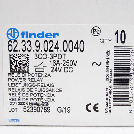 Finder 16A 250V 24VDC 62.33.9.024.0040 Relais / Inhalt:10 Stück / Neu OVP - Maranos.de