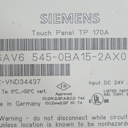 Siemens TP170A Touchpanel 6AV6545-0BA15-2AX0 6AV6 545-0BA15-2AX0