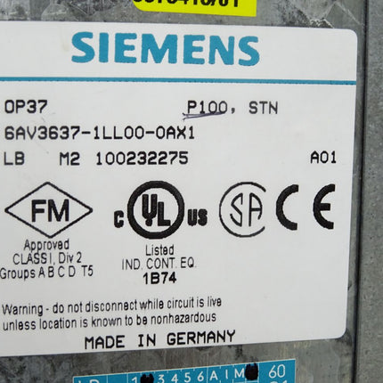 Siemens OP37 6AV3637-1LL00-0AX1 6AV3 637-1LL00-0AX1 / Neu OVP