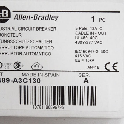 Allen Bradley Leitungsschutzschalter 1489-A3C130 13A / Neu OVP - Maranos.de