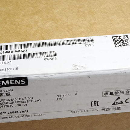 Siemens Sinumerik 840D Panel OP031 6FC5203-0AB10-0AA1 / Neu OVP versiegelt