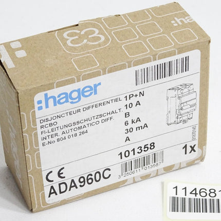 Hager FI-Leitungsschutzschalter 10A 101358 ADA960C / Neu OVP - Maranos.de