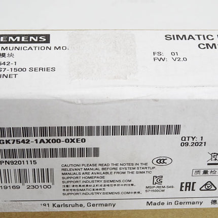 Siemens Simatic Net CM1542-1 6GK7542-1AX00-0XE0 / Neu OVP versiegelt - Maranos.de