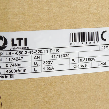 LTI Servomotor LSH-050-3-45-320/T1, P, 1R 4500r/min 0.316kW / Neu OVP