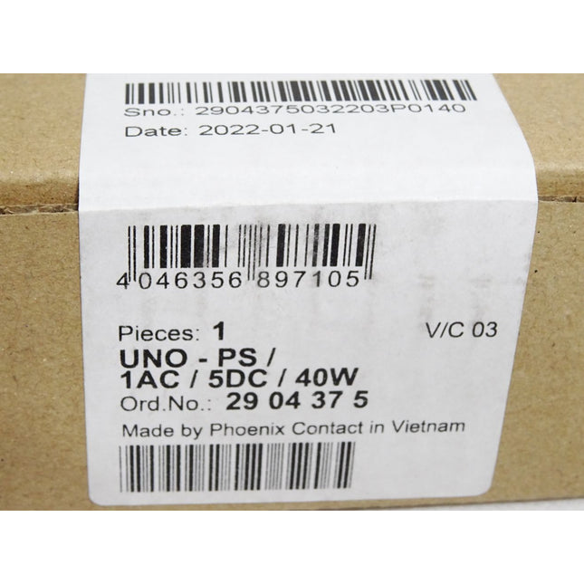 Phoenix Contact UNO-PS/1AC/ 5DC/ 40W Stromversorgung 2904375 Neu OVP versiegelt