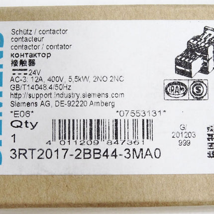 Siemens Schütz 3RT2017-2BB44-3MA0 / Neu OVP - Maranos.de