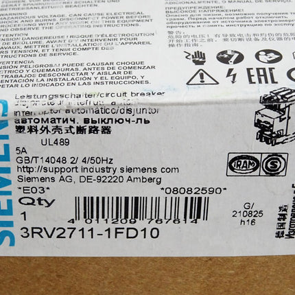 Siemens Leistungsschalter 3RV2711-1FD10 / Neu OVP - Maranos.de