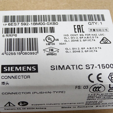 Siemens S7-1500 Connector 6ES7592-1BM00-0XB0 6ES7 592 / Neu OVP versiegelt - Maranos.de