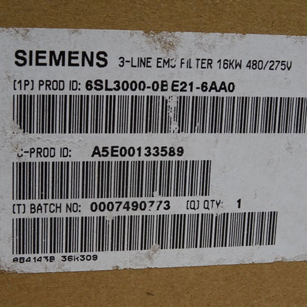 Siemens 3-Line EMC Filter 16kW 6SL3000-0BE21-6AA0 / Neu OVP - Maranos.de