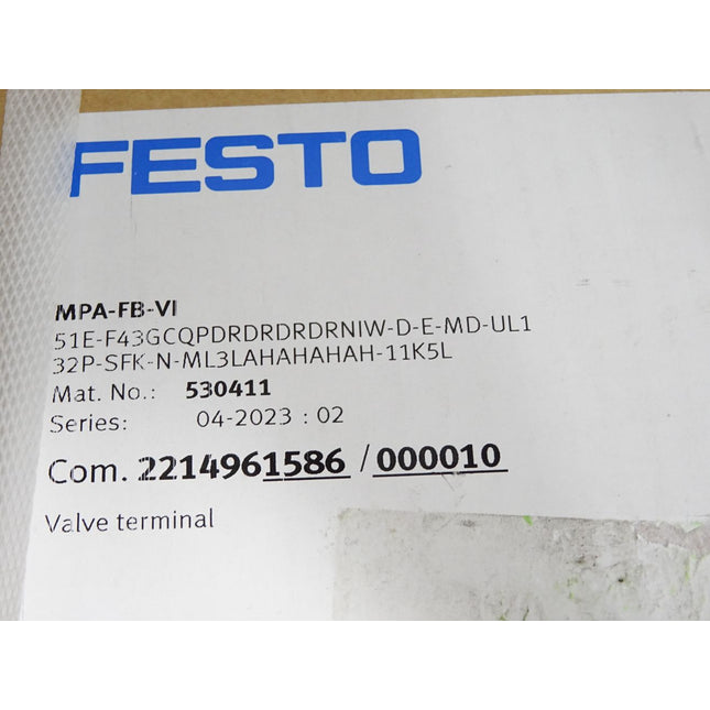 Festo Ventilinsel MPA-FB-VI 530411 51E-F43GCQP-D-E-MD-UL1 32P-SFK-N-ML3L-11K5L