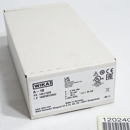 Wika Druckmessumformer A-10 14511320 0…6bar 4…20mA 8…30V / Neu OVP - Maranos.de
