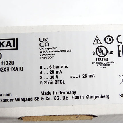 Wika Druckmessumformer A-10 14511320 0…6bar 4…20mA 8…30V / Neu OVP - Maranos.de