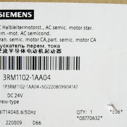 Siemens AC Halbleitermotorstarter 3RM1102-1AA04 / Neu OVP