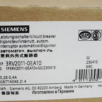 Siemens Leistungsschalter 3RV2011-0EA10 / Neu OVP