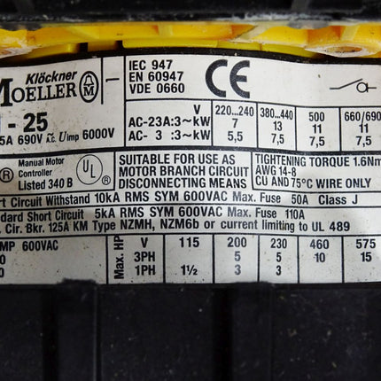 Klöckner Moeller P1-25 Hauptschalter 690V 25A - Maranos.de