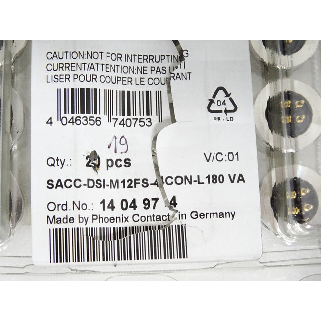 Phoenix Contact SACC-DSI-M12FS-4CON-L180 VA 1404974 / Inhalt:19 Stück / Neu OVP